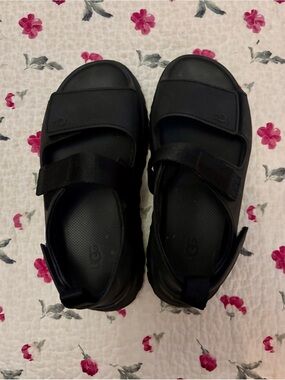 UGG Black Velcro Platform Sandals